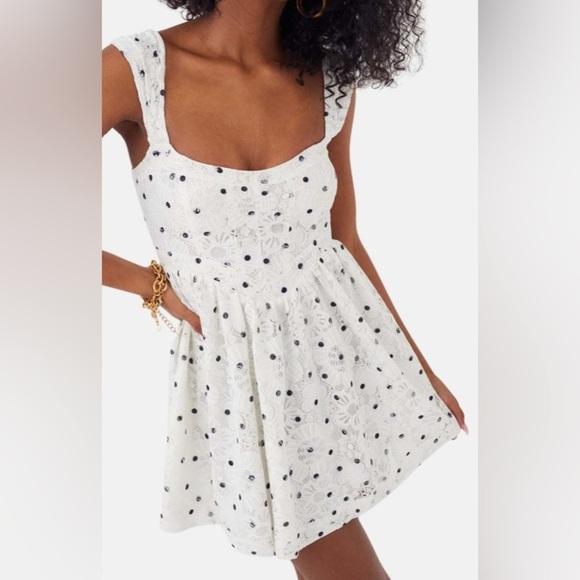 NWT For Love & Lemons Donna Mini Dress Black and White Size Medium - Picture 1 of 8